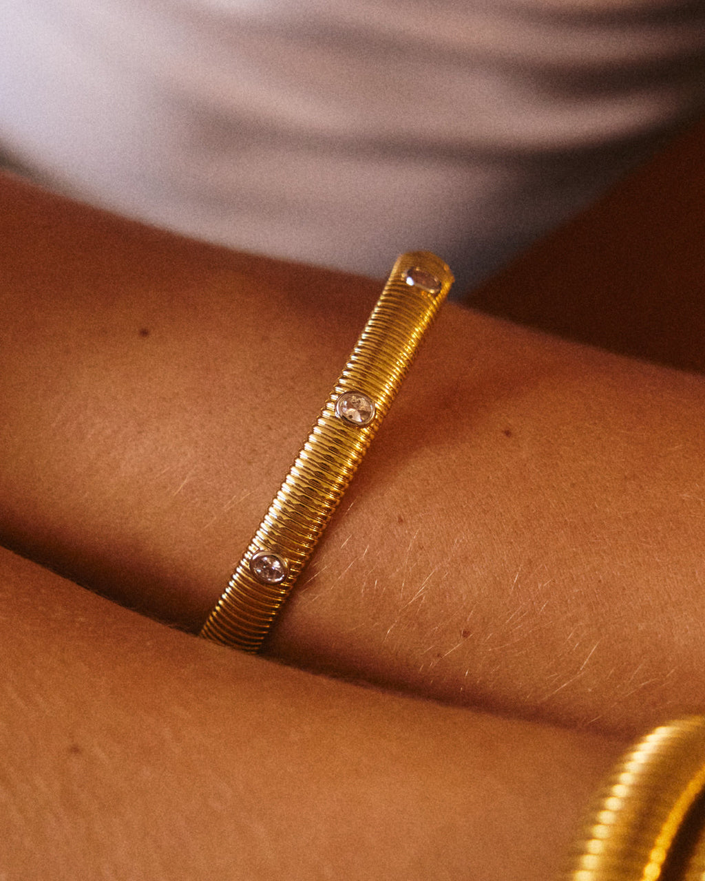 The Georgia Ridged Bangle- Gold