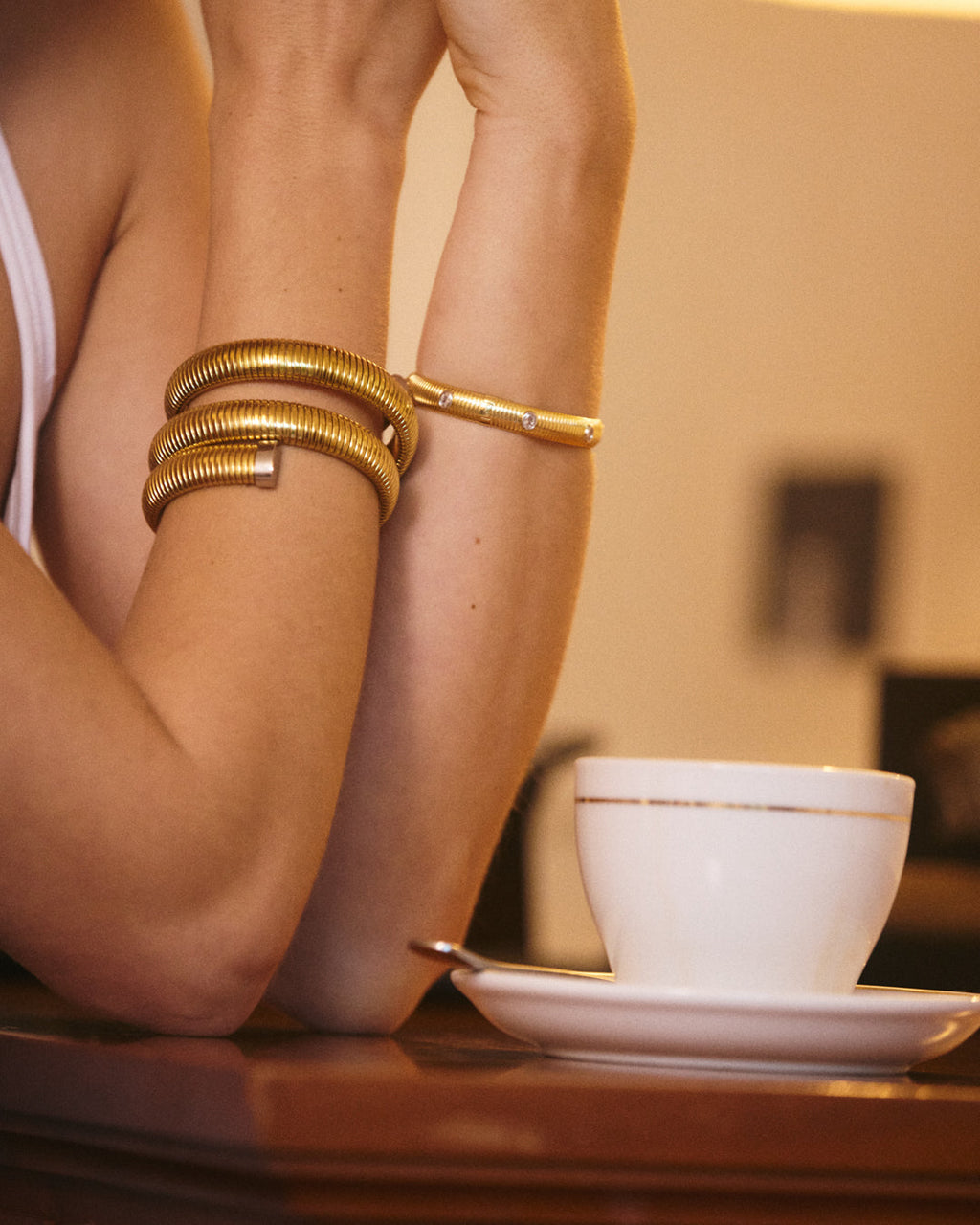 The Georgia Ridged Bangle- Gold