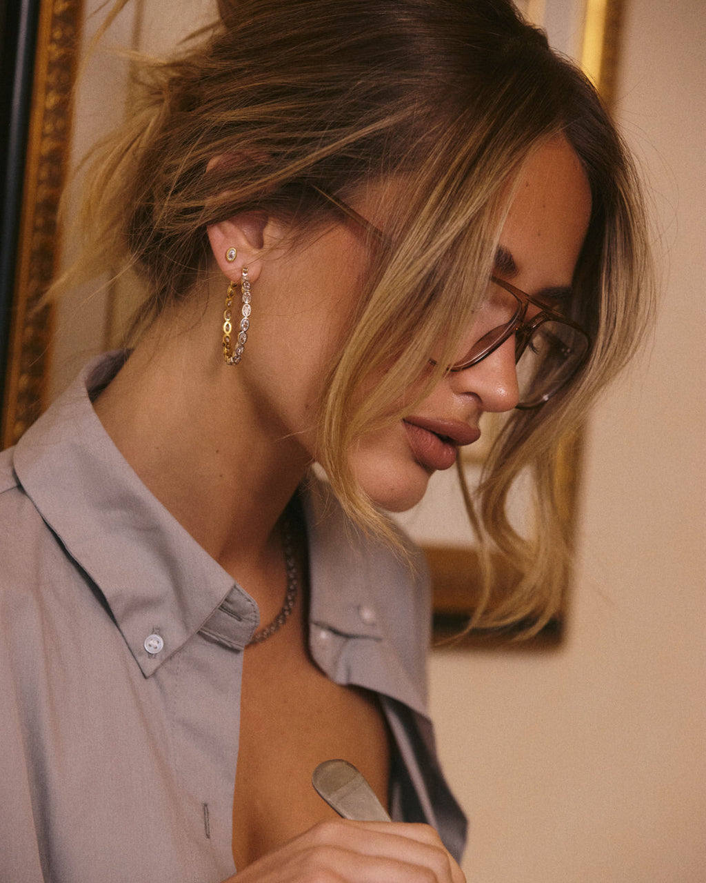 The Georgia Stone Earring Set-Gold
