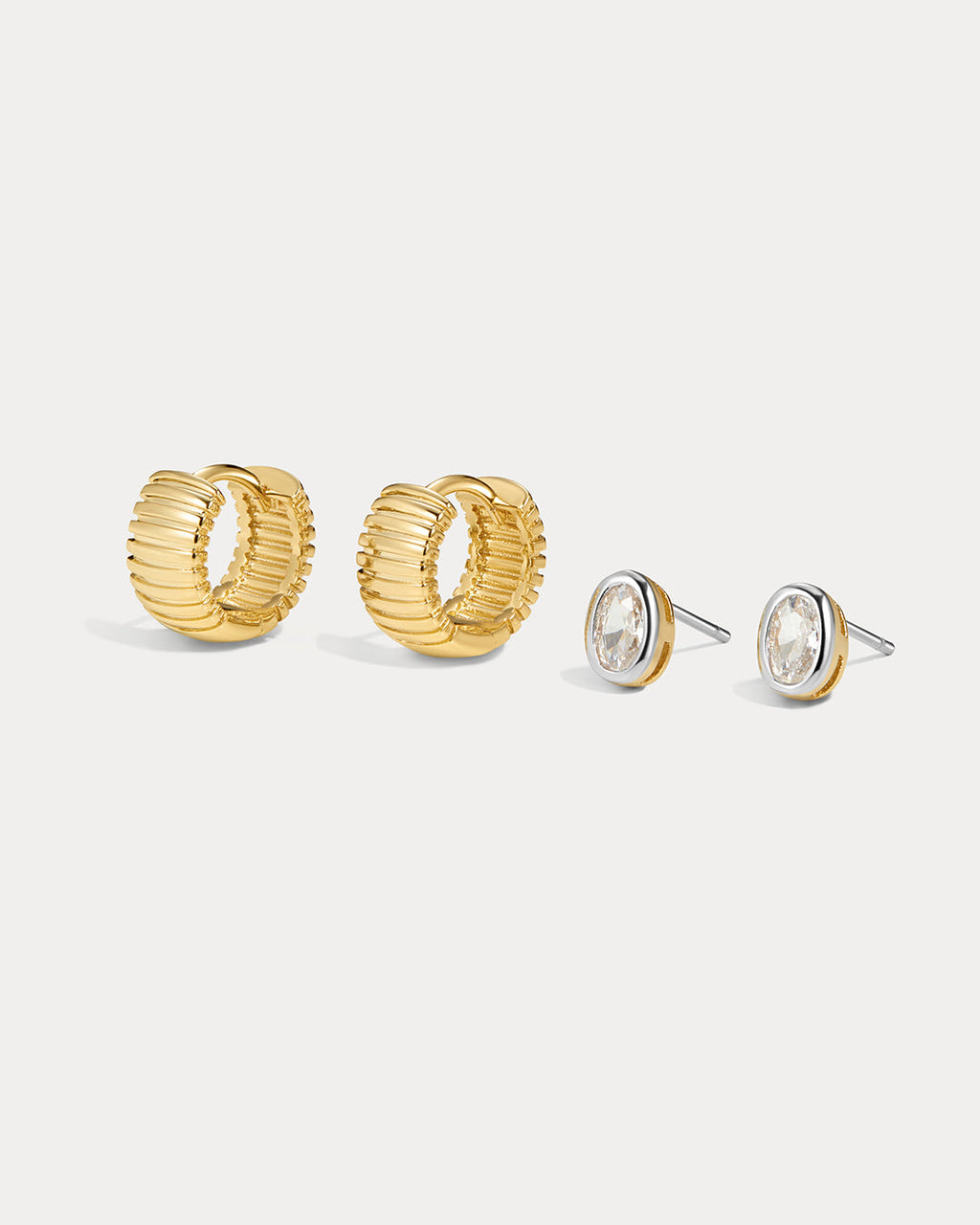 The Georgia Stone Earring Set-Gold