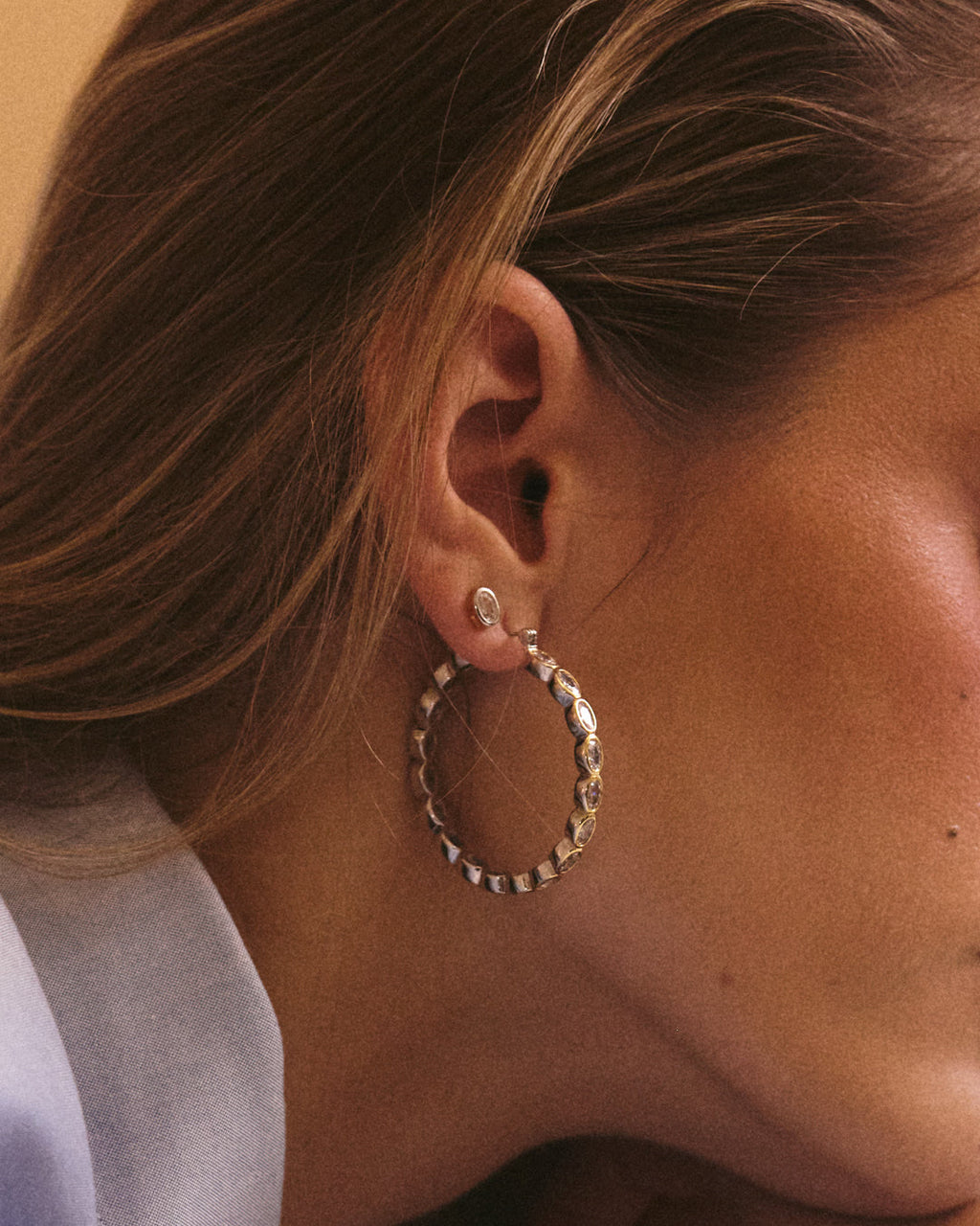 The Georgia Stone Earring Set- Silver