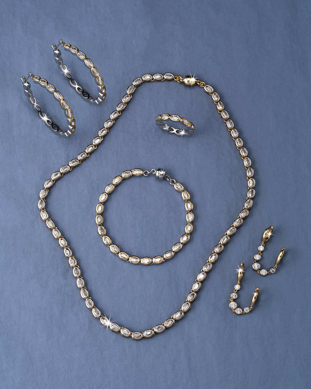 The Georgia Stone Huggies Set- Gold