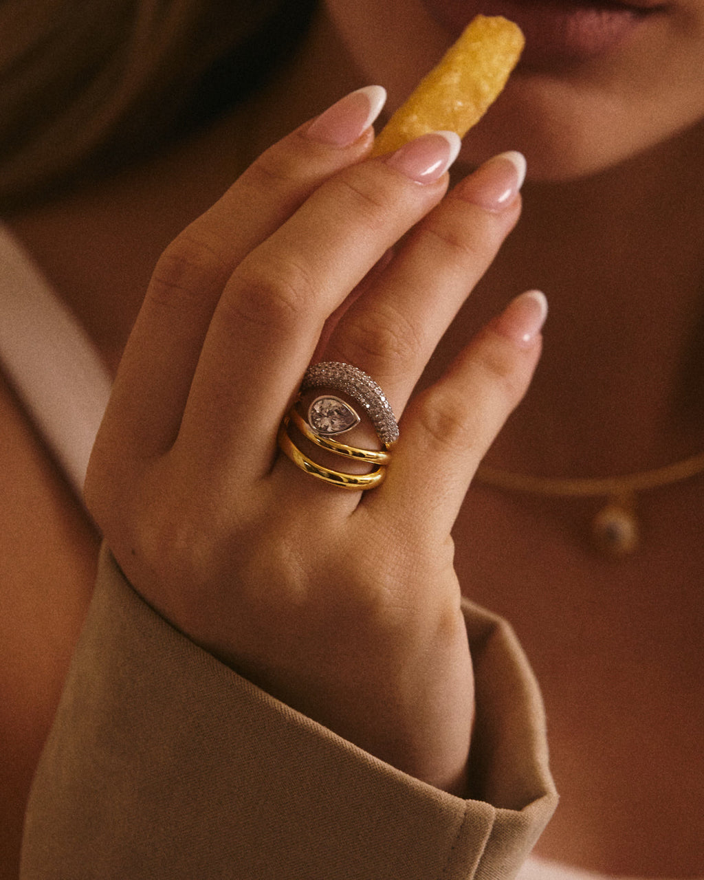 The Marais Wave Ring Set- Gold