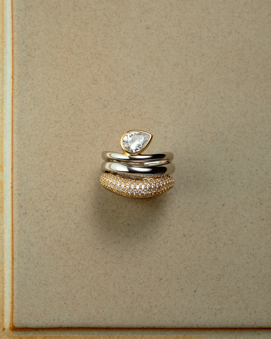 The Marais Wave Ring Set- Gold