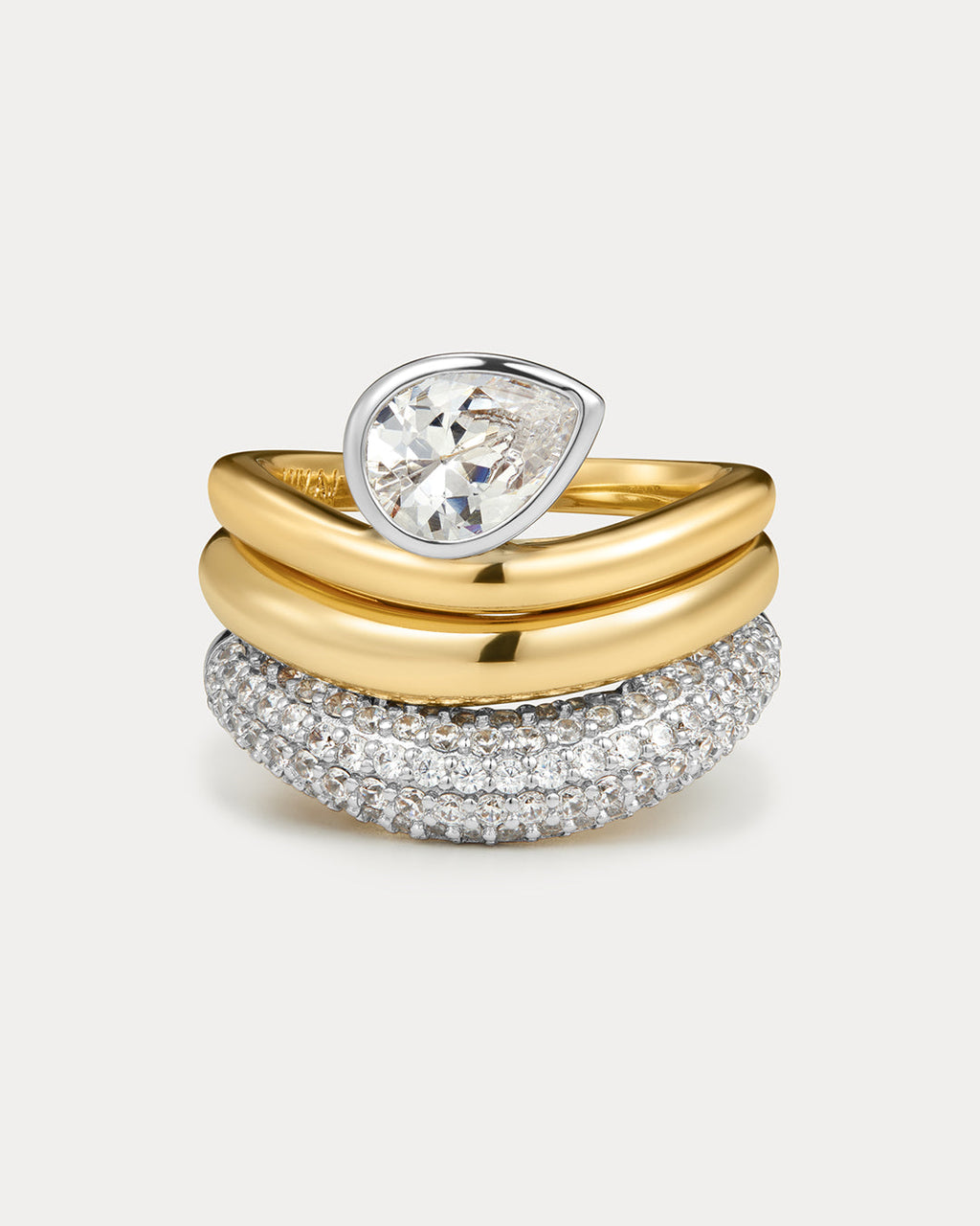 The Marais Wave Ring Set- Gold
