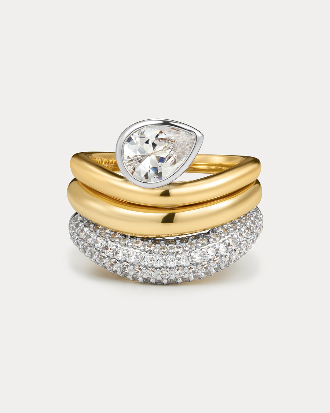The Marais Wave Ring Set- Gold