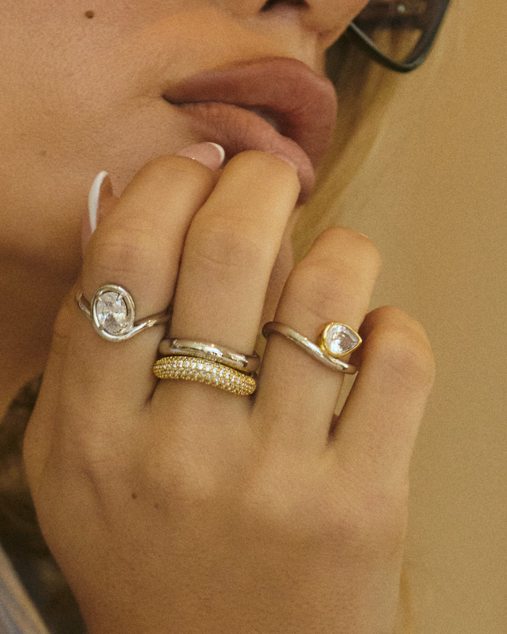 The Marais Wave Ring Set- Silver