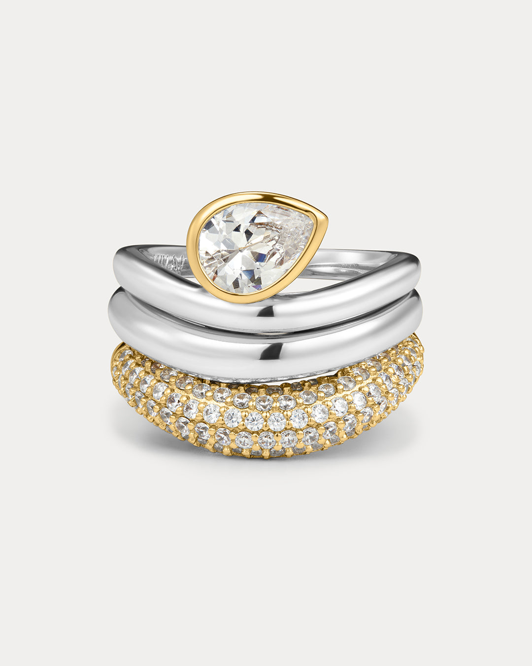 The Marais Wave Ring Set- Silver