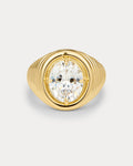 The Reve Ridged Signet Ring- Gold