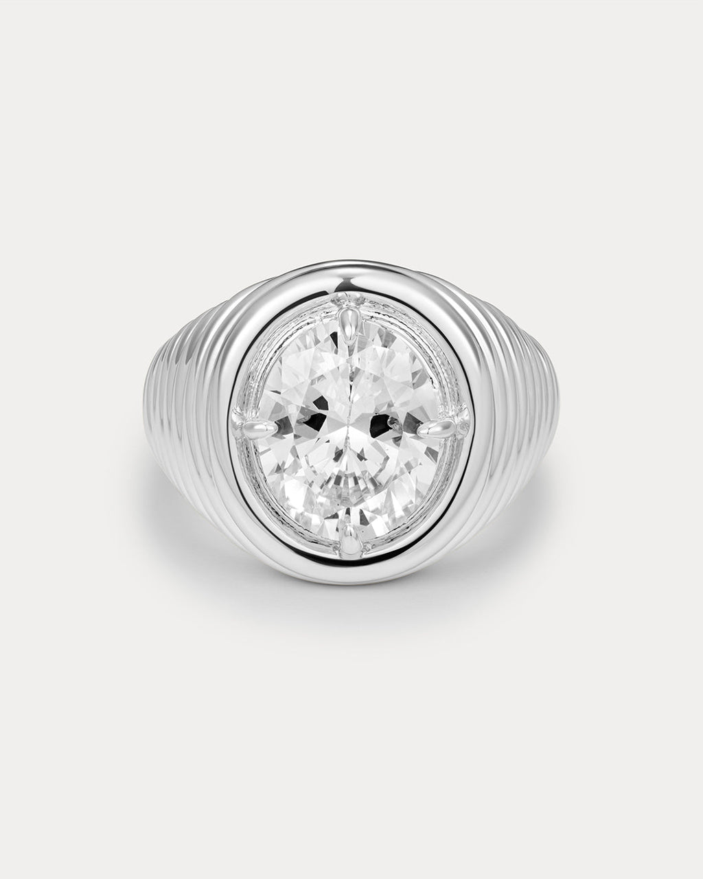 The Reve Ridged Signet Ring- Silver