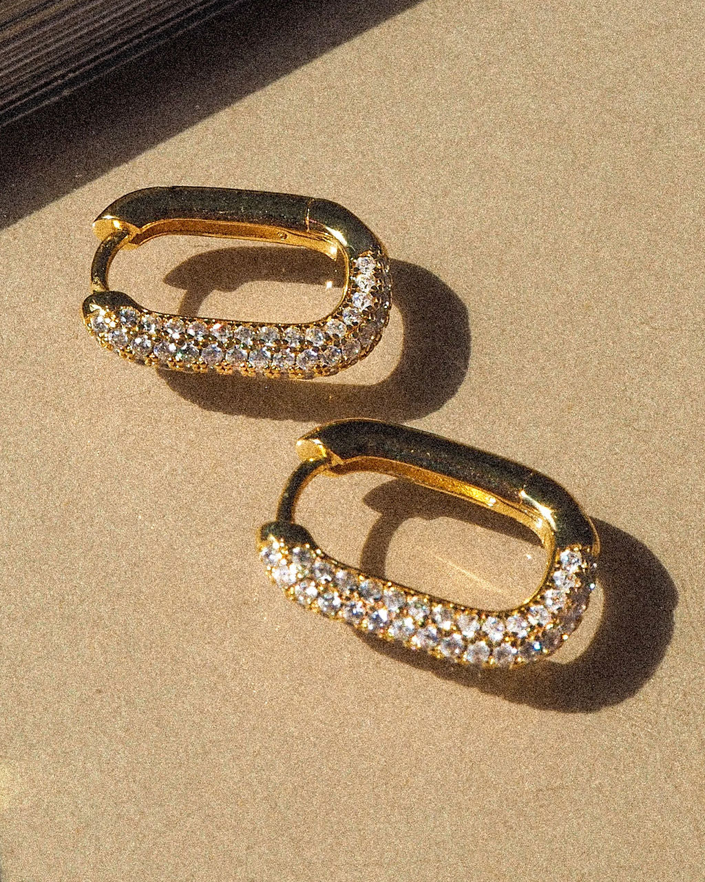Pave Chain Link Huggies- Gold (Ships Mid August)