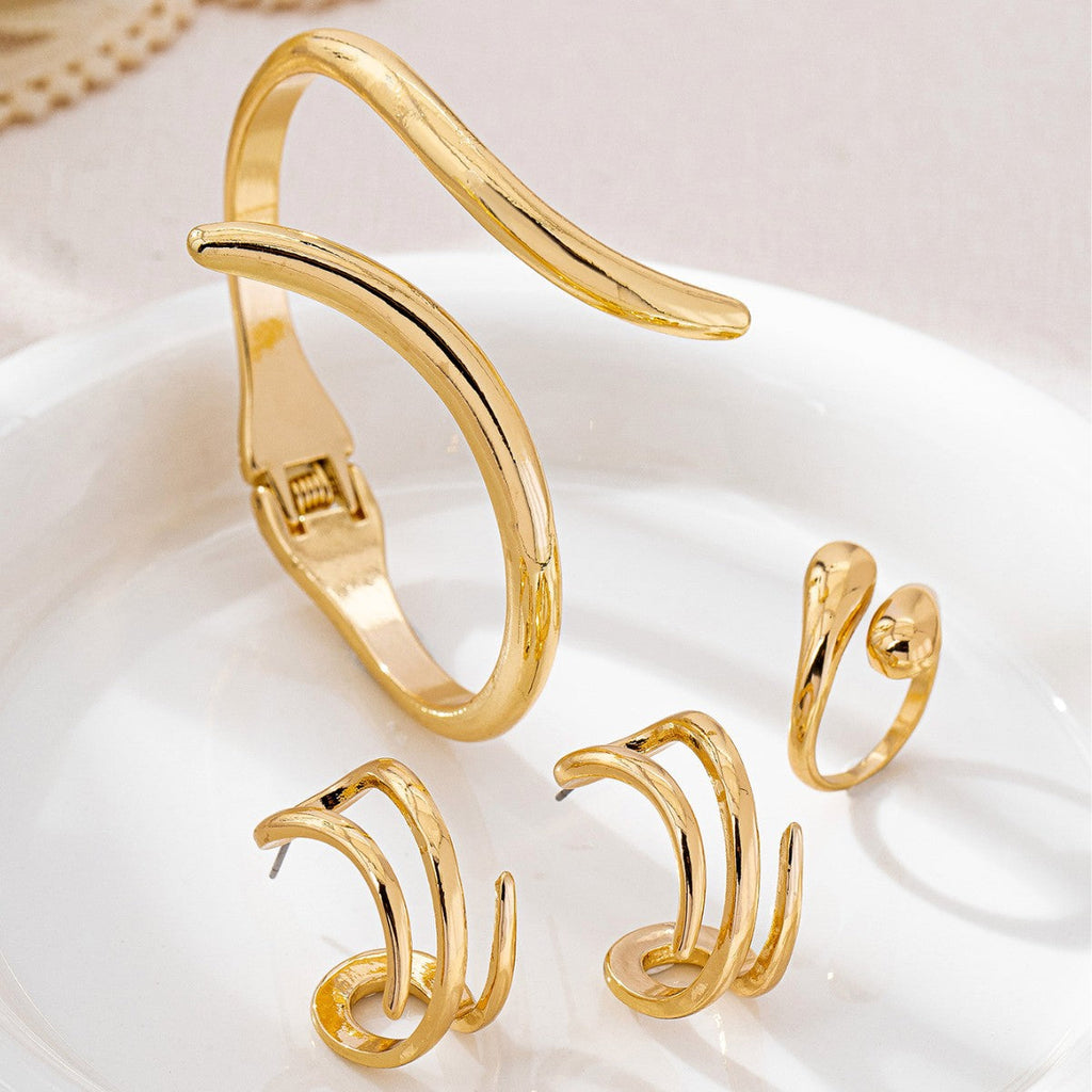 Personality Gold Geometric Irregular Serpentine Ear Jewelry Set