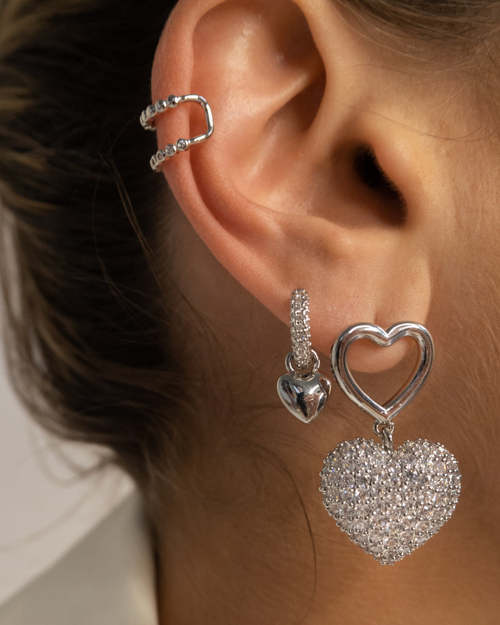 Puffy Heart Huggies- Silver