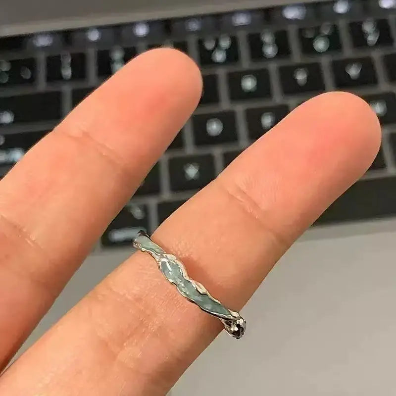 925 Sterling Silver Luxury Quality Jewelry Irregular Drop Glue Adjustable Rings For Women Accessories Jewellery Argent 925