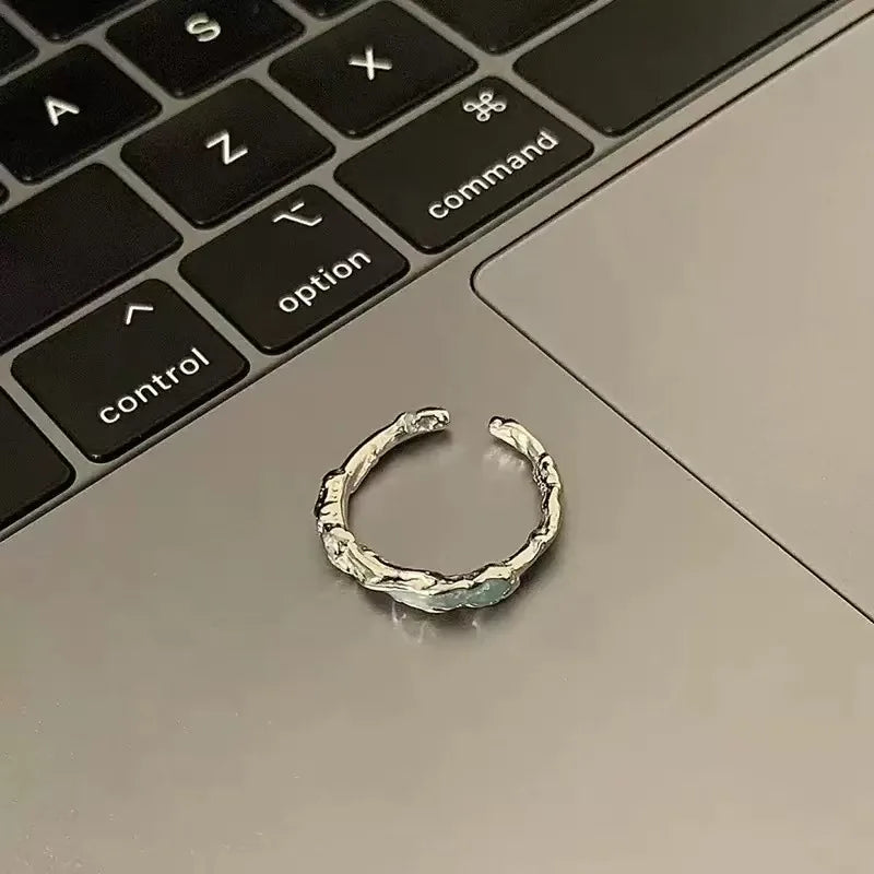925 Sterling Silver Luxury Quality Jewelry Irregular Drop Glue Adjustable Rings For Women Accessories Jewellery Argent 925