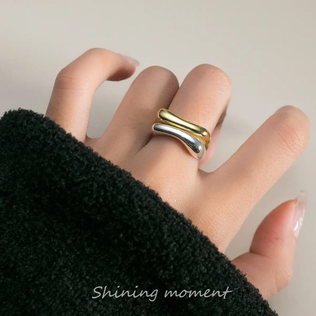 925 Sterling Silver Geometry Arc-Shaped Open Rings For Women Engagement High Quality Jewelry Accessories Wholesale Jewellery