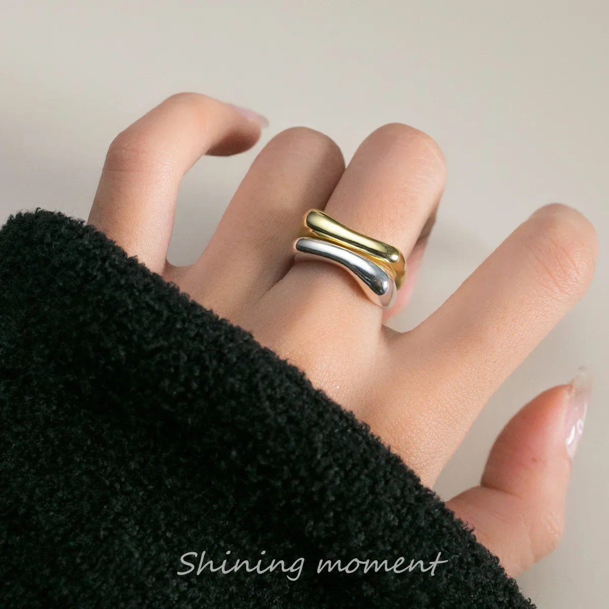 925 Sterling Silver Geometry Arc-Shaped Open Rings For Women Engagement High Quality Jewelry Accessories Wholesale Jewellery