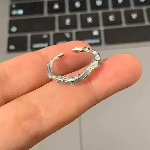 925 Sterling Silver Luxury Quality Jewelry Irregular Drop Glue Adjustable Rings For Women Accessories Jewellery Argent 925