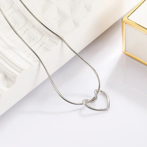 925 Sterling Silver Line Heart Snake Chain Necklaces For Women Ladies Vintage Luxury Jewelry Wholesale Jewellery Argent 925