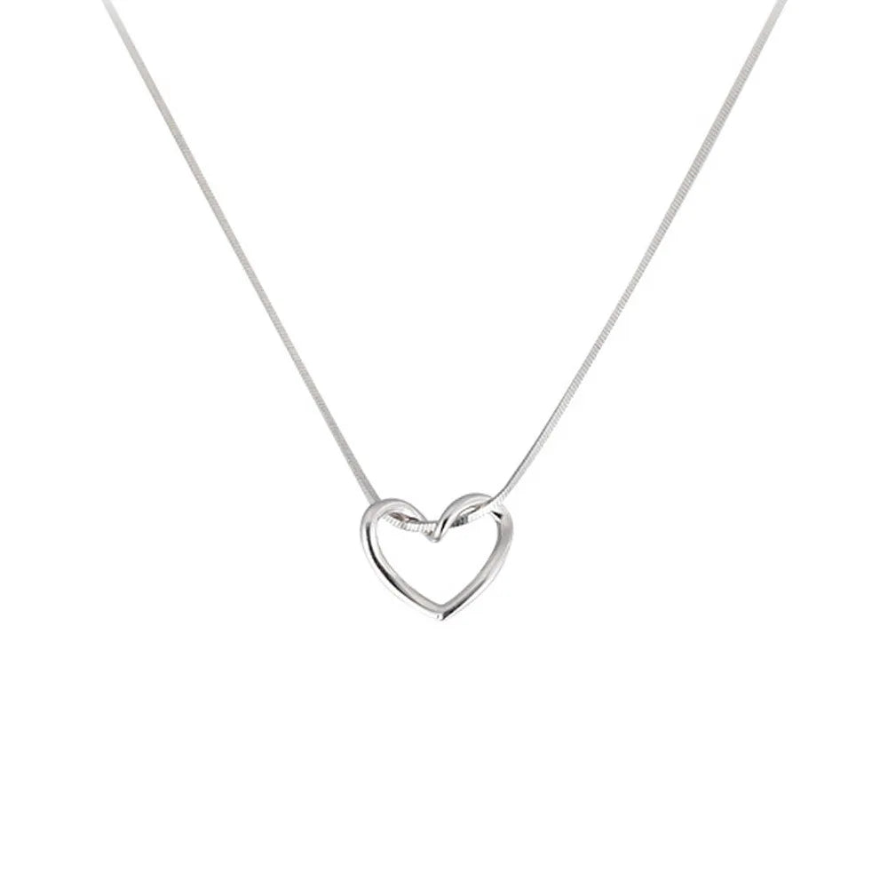 925 Sterling Silver Line Heart Snake Chain Necklaces For Women Ladies Vintage Luxury Jewelry Wholesale Jewellery Argent 925