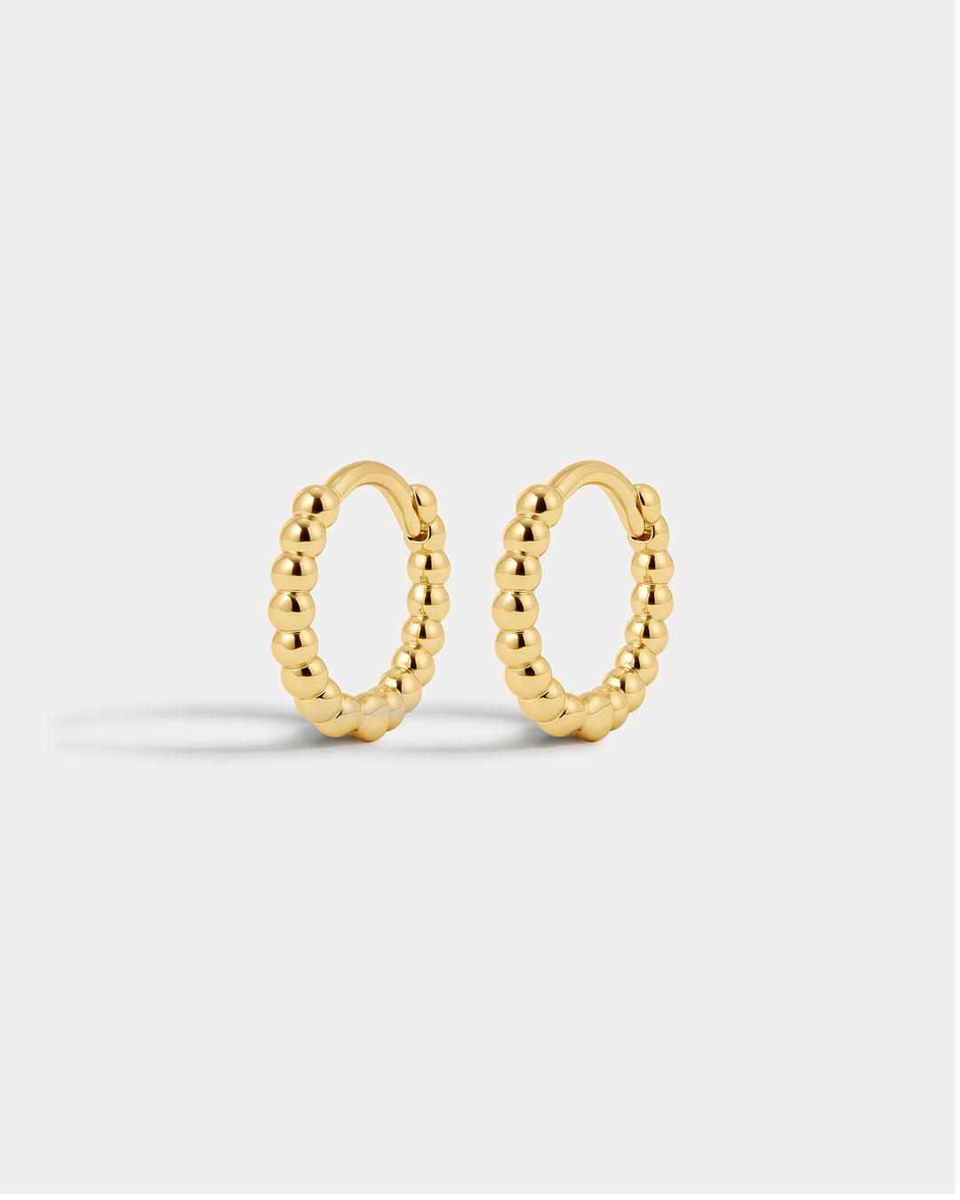 Mini Continuous Beaded Huggies- Gold