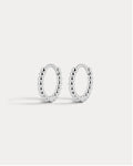 Mini Continuous Beaded Huggies- Silver
