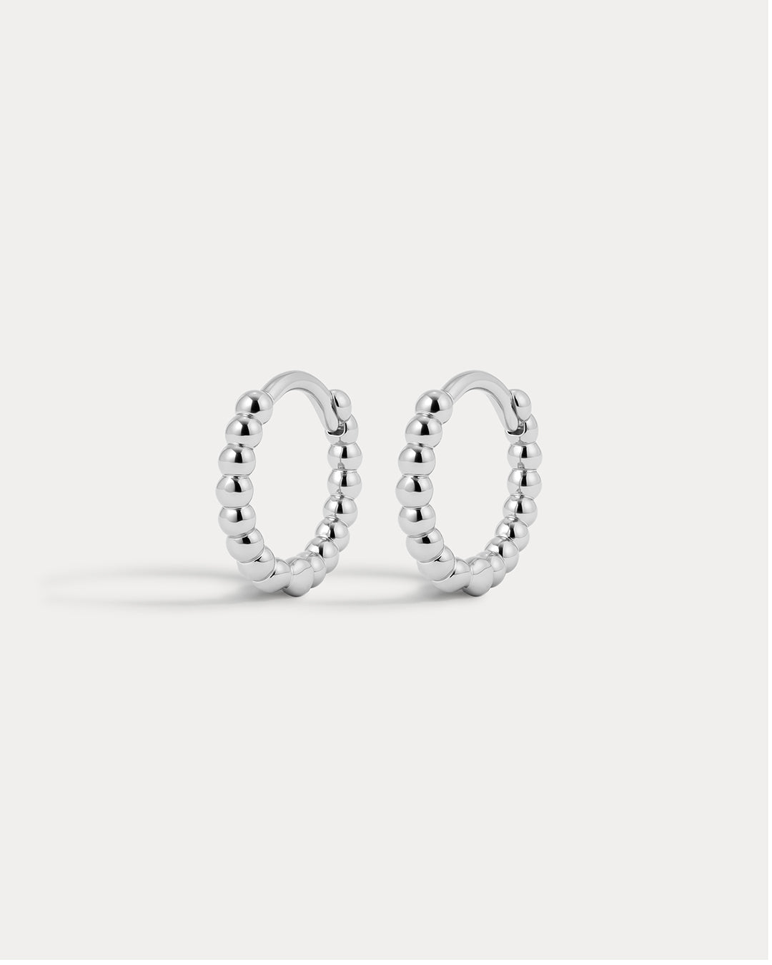 Mini Continuous Beaded Huggies- Silver