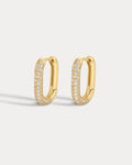 Pave Chain Link Huggies- Gold (Ships Mid August)