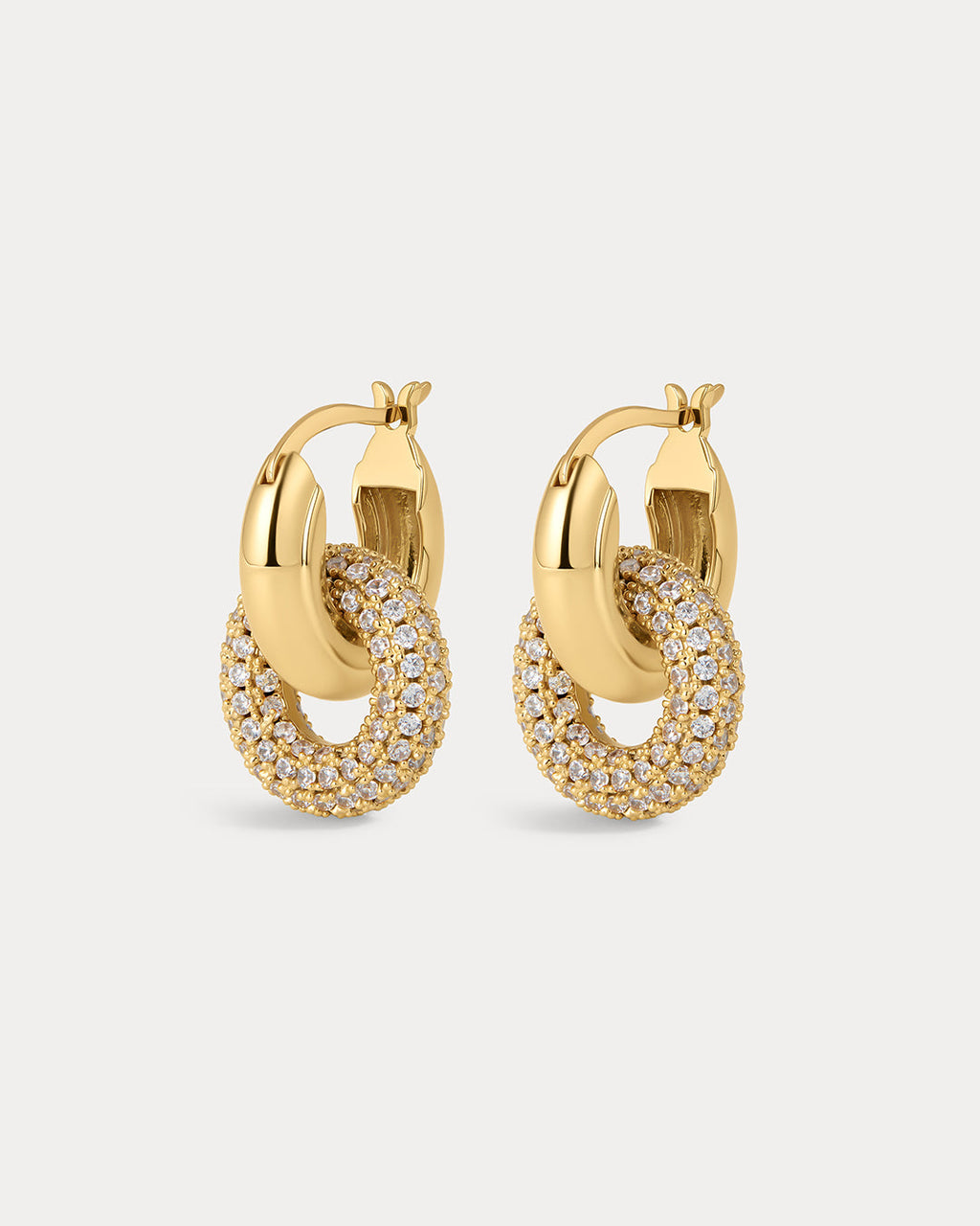 Pave Interlock Hoops- Gold