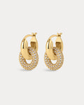 Pave Interlock Hoops- Gold