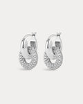 Pave Interlock Hoops- Silver