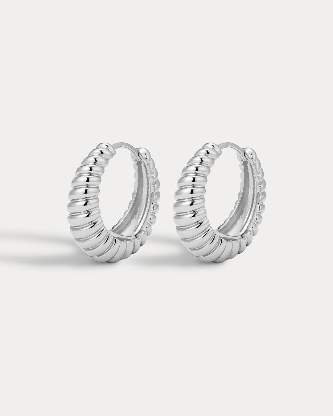 Ridged Marbella Hoops- Silver