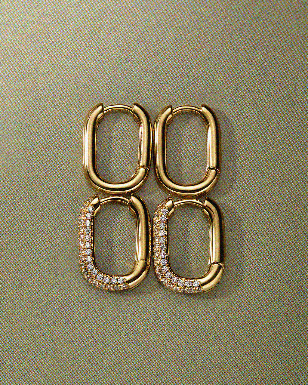 Pave Chain Link Huggies- Gold (Ships Mid August)