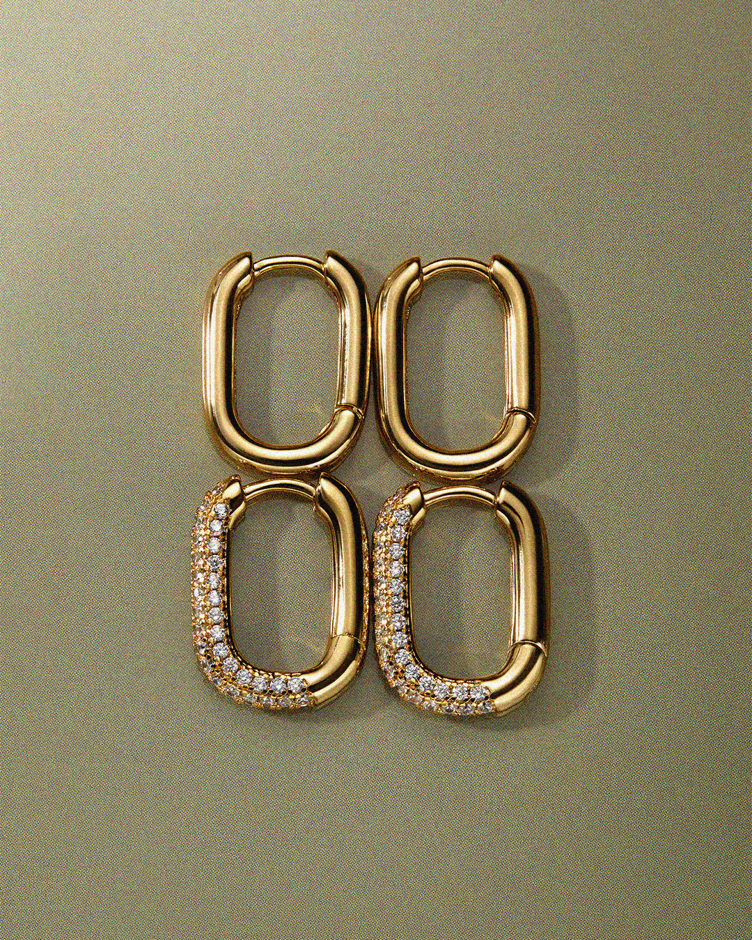 Pave Chain Link Huggies- Gold (Ships Mid August)