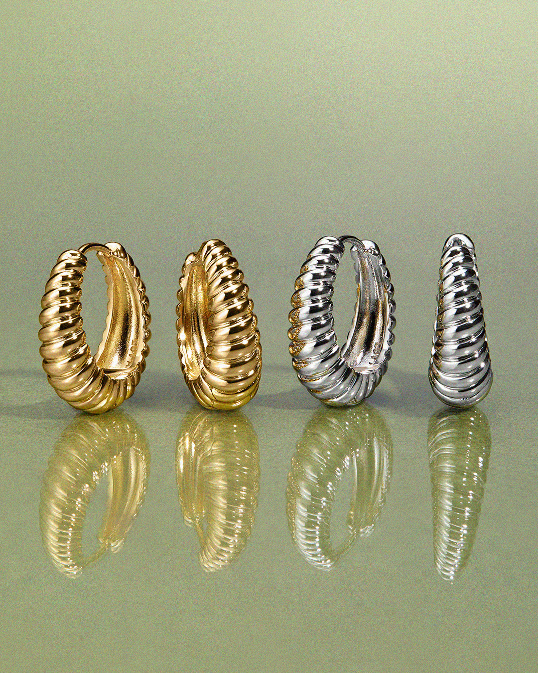 Ridged Marbella Hoops- Silver