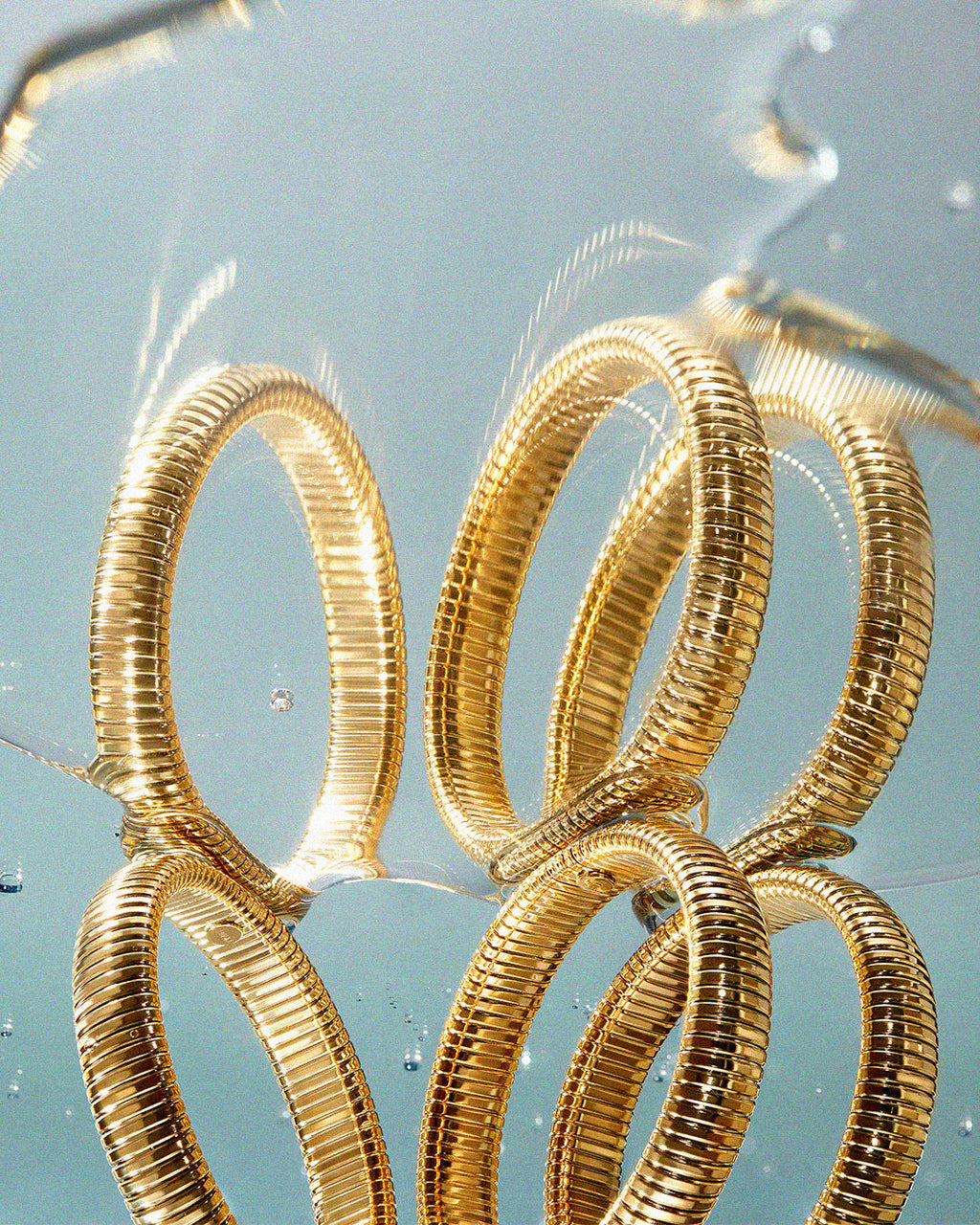 Flex Snake Chain Bracelet- Set of 3 (12mm wide)- Gold