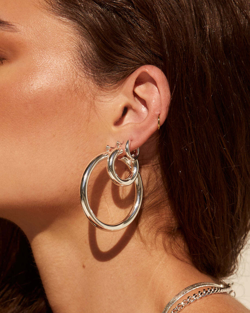 Baby Amalfi Tube Hoops- Silver (Ships Late August)