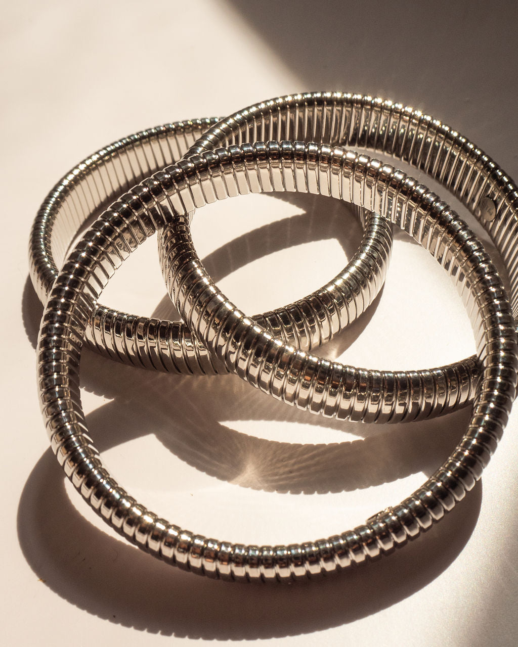 Flex Snake Chain Bracelet- Set of 3 (12mm wide)- Silver