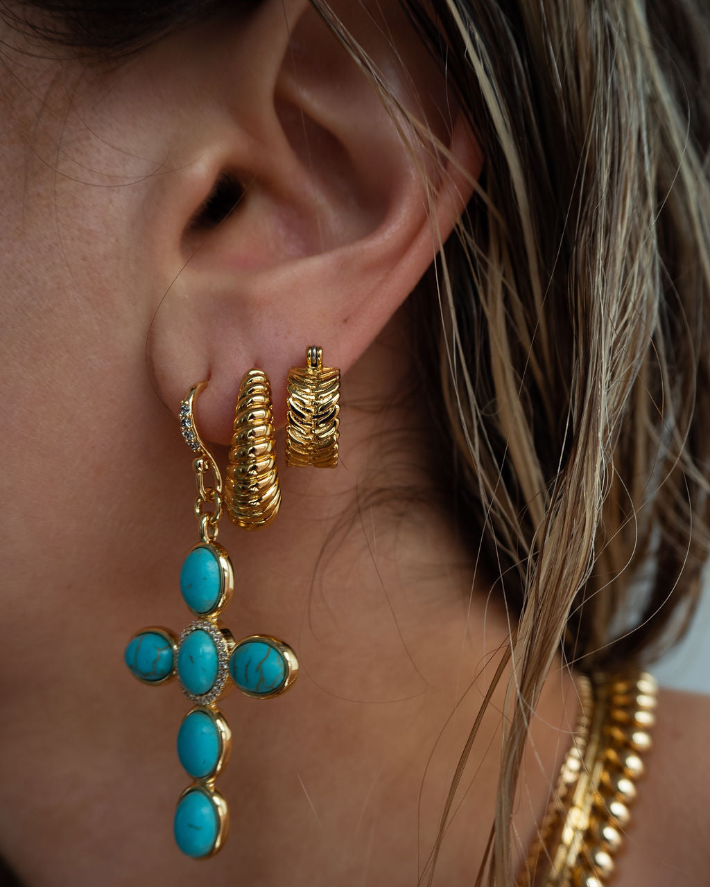 Ridged Marbella Hoops- Gold (Ships Mid August)