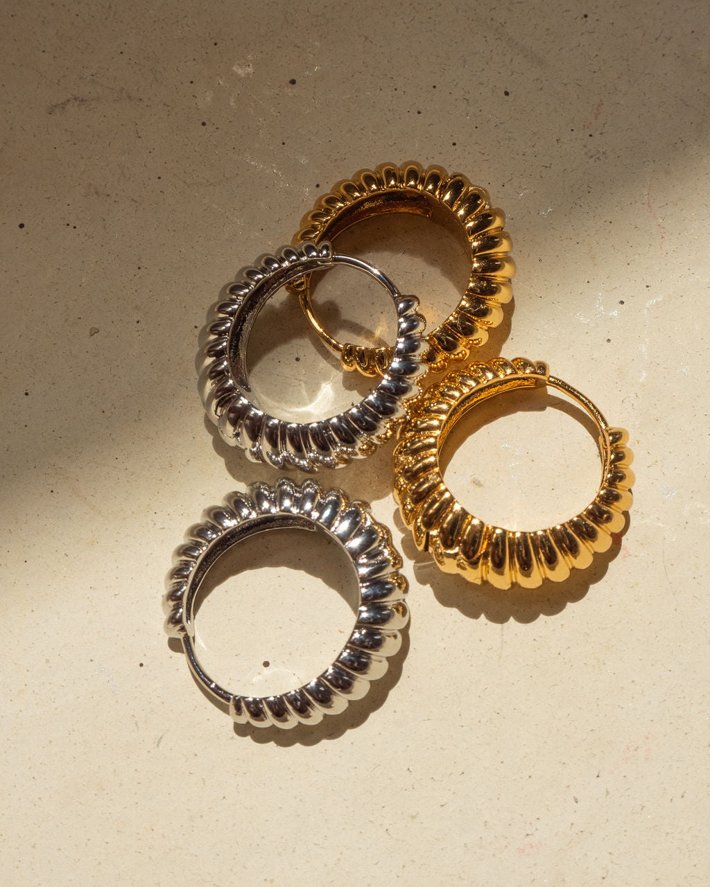 Ridged Marbella Hoops- Gold (Ships Mid August)