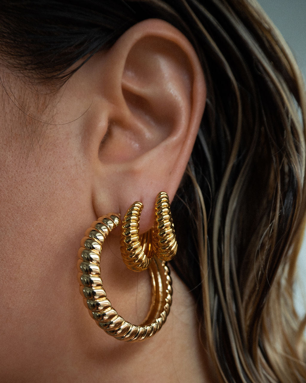 Ridged Marbella Hoops- Gold (Ships Mid August)
