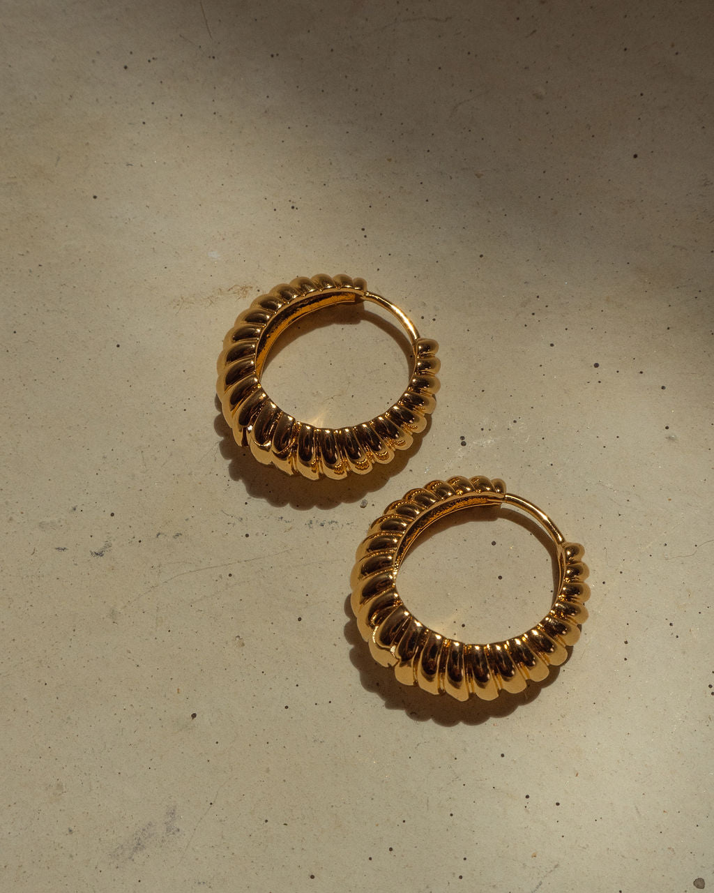 Ridged Marbella Hoops- Gold (Ships Mid August)