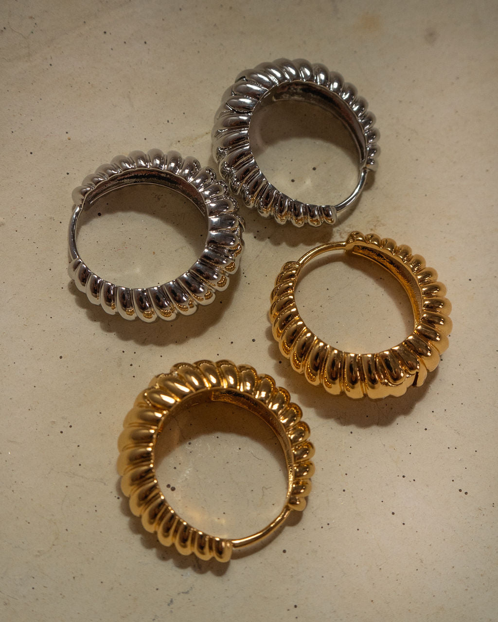 Ridged Marbella Hoops- Silver